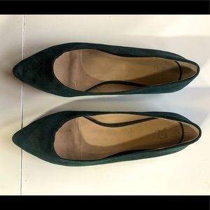 Green velvet flats